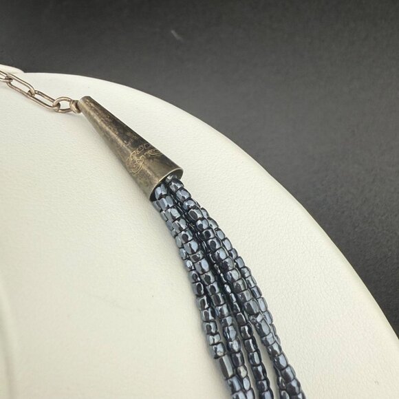 Vintage Multi-Strand Glass Bead Necklace With Sterling Silver Native American Co - Picture 2 of 9